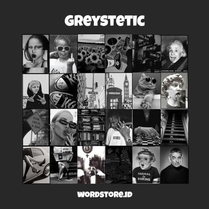 Poster Dinding Aesthetic Grey Poster Black & White 32pcs