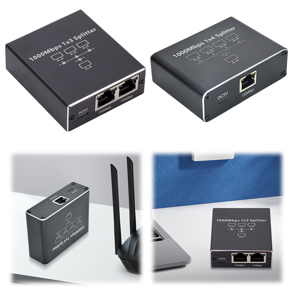 Ethernet Splitter 1 To 3/4 Gigabit Network Splitter Gigabit RJ45 LAN Network Extension LAN Splitter