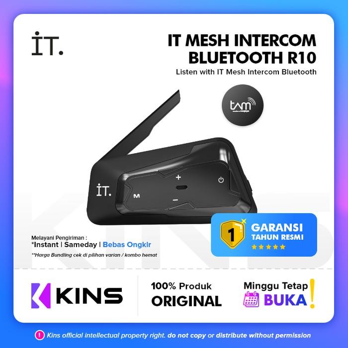 IT R10 Mesh Intercom Bluetooth Headset R10 Garansi Resmi TAM - Black