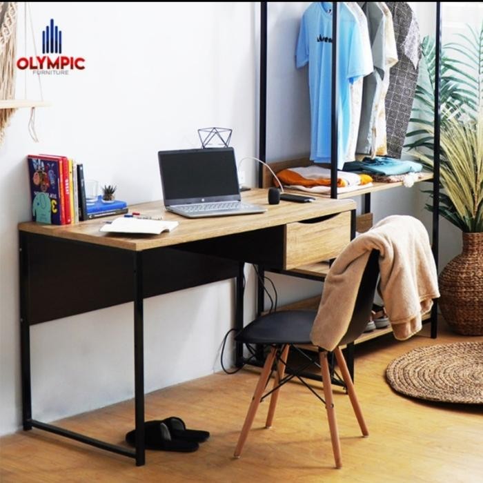 Meja Kerja Belajar Home Office Kaki Besi Nimalis Industrial Bandung