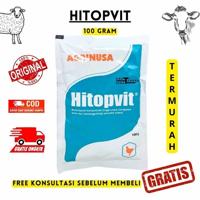 Hitopvit 100 Gram - Multivitamin Konsentrasi Tinggi Unggas Ayam Bebek Puyuh