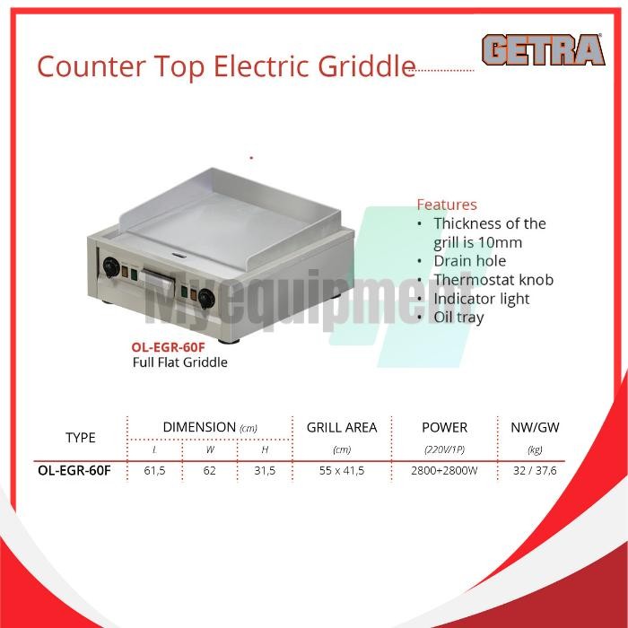 COUNTERTOP ELECTRIC GRIDDLE GETRA OL-EGR-60F