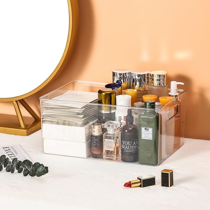 

TECMAPA Kotak Penyimpanan organiser meja acrylic buku / skincare organiser rumah Kotak Penyimpanan
