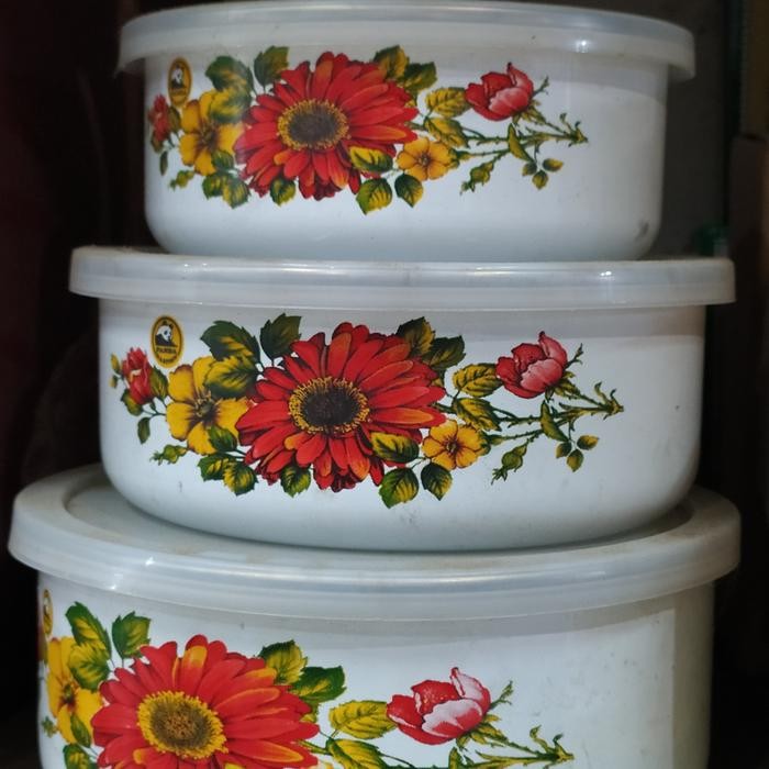 Baskom Tutup Enamel Mixing bowl enamel Maspion 3 pcs