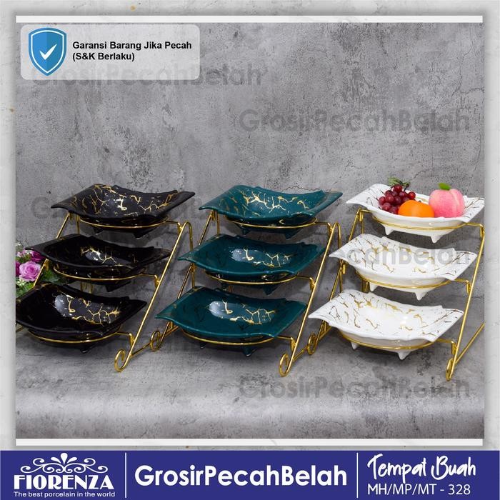 Tempat Buah Keramik Rak Susun Tingkat 3 Motif Marble Fiorenza 328