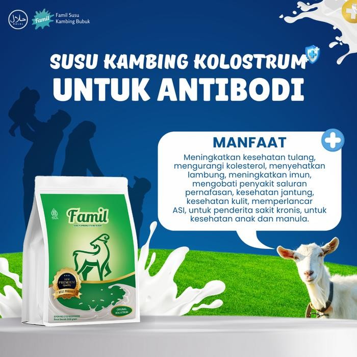 

Susu Kambing Etawa Bubuk Original Kolostrum 1000 Gram / 1Kg Famil Murni Colostrum Lebih Kaya Manfaat