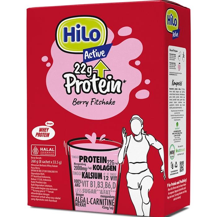 

HiLo Active 22g Protein Berry Fitshake 8 Sch Susu Tinggi Whey Protein Kolagen Kalsium