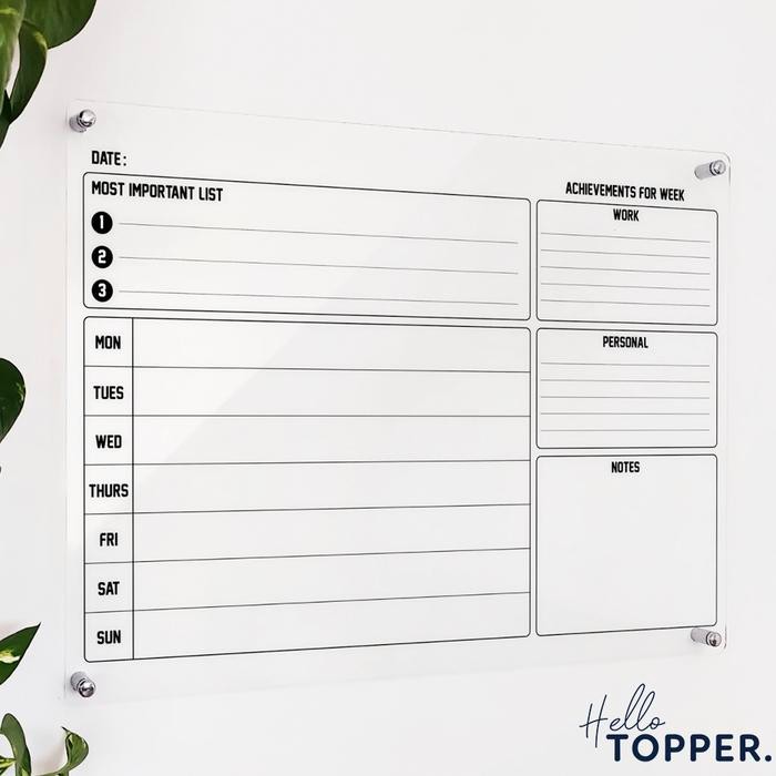Papan Jadwal Akrilik Wall Planner Schedule Board Papan Akrilik