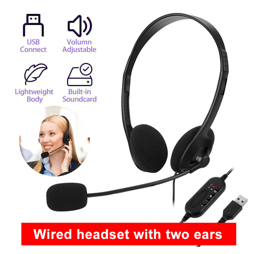 Noise Cancelling Headphones PC Gaming With Microphone USB Wired Computer Headset Headset Wired for