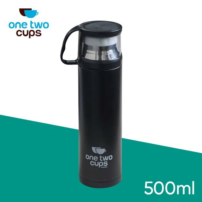 Botol Minum Termos One Two Cups Air Panas Dingin Dengan Gelas Penutup 500ml - SUS304
