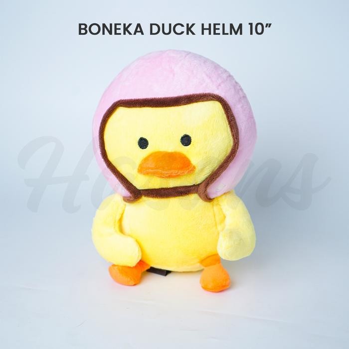 Boneka Bebek Kuning Lucu Pakai Helm Ukuran 25Cm / Boneka Duck Helm 10"