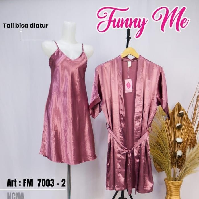 Hawaiianbanana Baju Tidur Kimono Dress Polos Satin Satu Tali Sexy (L-Xl) / Satin Import Premium