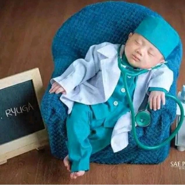 Kostum Bayi Newborn Baju Nakes // Seragam Baju Dokter Anak // Kostum Bayi Newborn Anak // Kostum