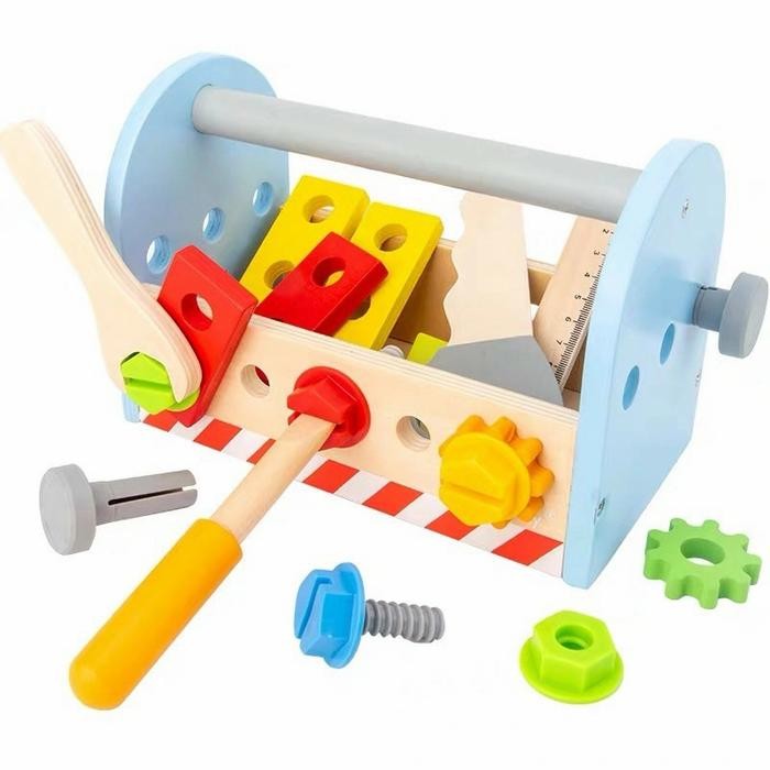 Wooden Tool Box Toys, Mainan Perkakas Kayu, Mainan Tukang Kayu
