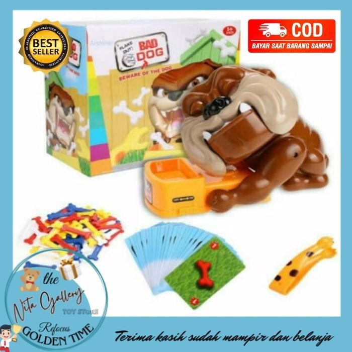 [Klt] Mainan Anak Careful Beware Bad Dog Anjing Gigit Tulang + Kartu Mainan Keluarga Family Promo