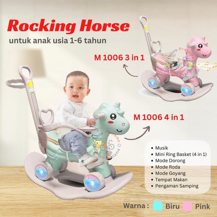 Mainan Anak Kuda Kudaan Rocking Panda M 1004 Rocking Horse Biru Pink Toys