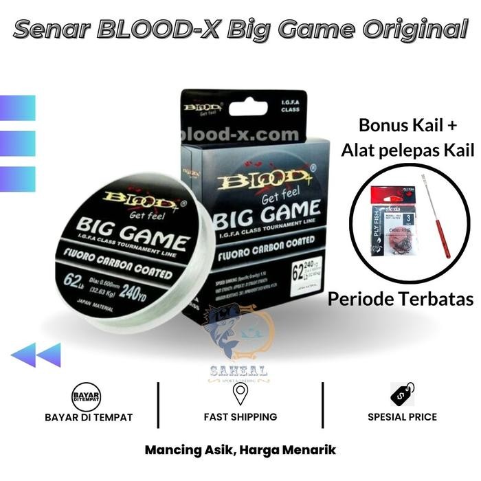 Senar Pancing Super Kuat Blood-X Big Game Fluorocarbon Coated / Senar Pancing Fluorocarbon IGFA