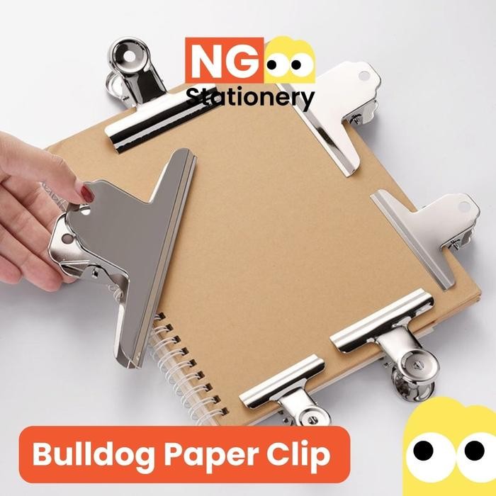 NG Stationery - Bulldog Clip Klip Silver Metal Bulldog Paper Clip Document Binder Clip Besi Tahan