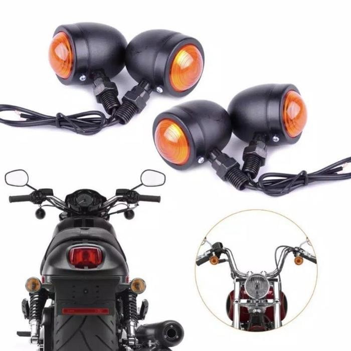 Variasi Lampu Riting Sen Sein Bulat Retro Klasik Motor Universal Awet *