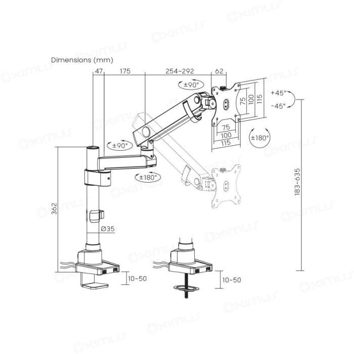 

Bracket Single dan Dual Monitor 17" - 40" Oximus P112U dan P212U Grey / Abu Heavy Duty Mechanical