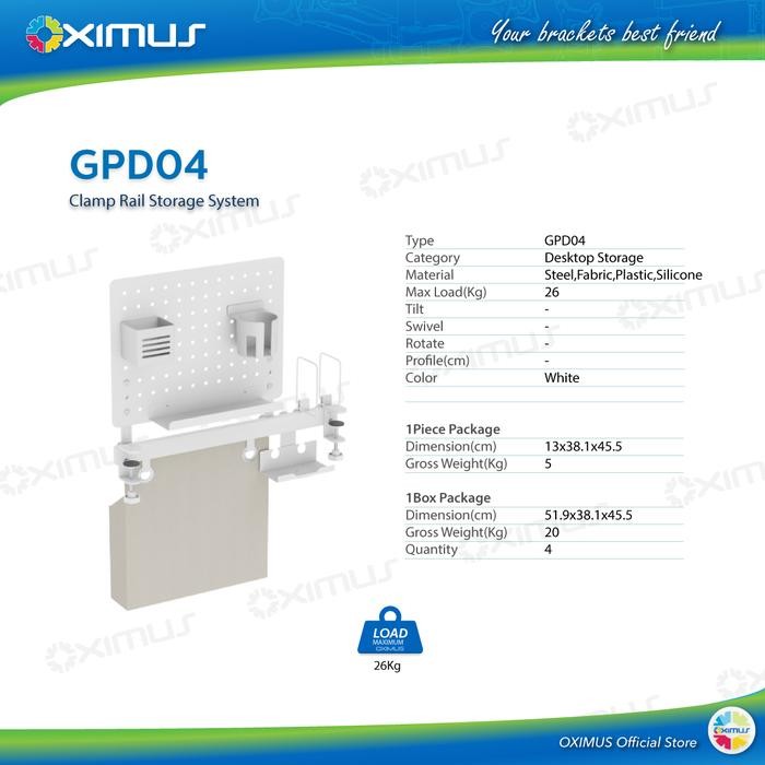 

Rak Papan Meja Single Rail Modular Deskmount Pegboard DIY OXIMUS GPD04