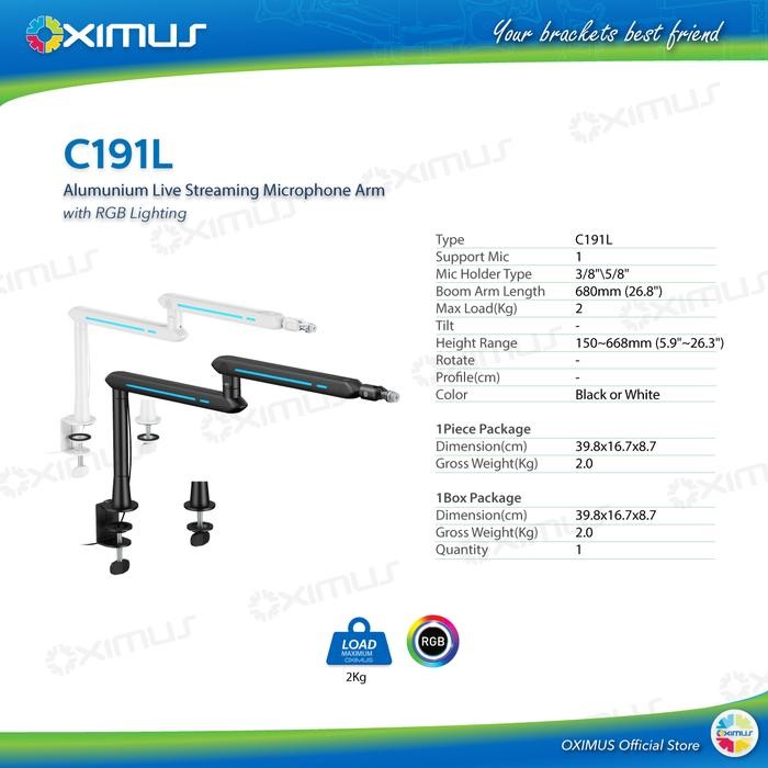 

Premium Dynamic Microphone Boom Arm RGB Bracket Stand Oximus C191L Attractive lighting color the