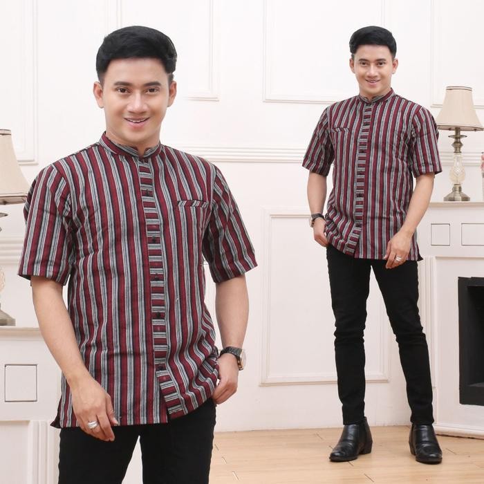Kemeja lurik Pria Baju Adat tradisional Jawa/kejawen Modern *