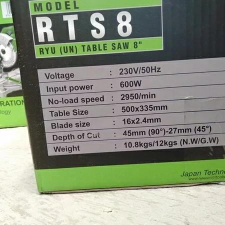 TABLE SAW MESIN GERGAJI MEJA TEKIRO RYU 8 INCH 600 WATT TERMURAH