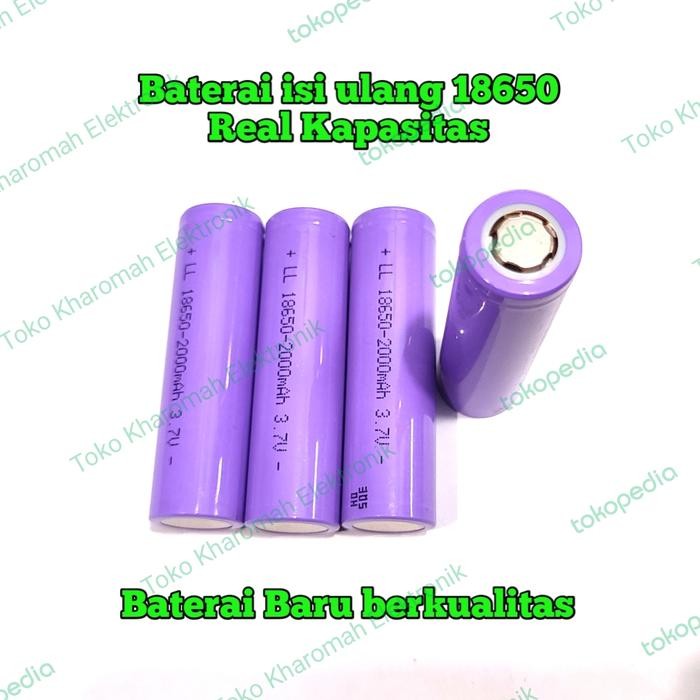 Battery Lithium Ion 18650, Baterai Isi Ulang 3,7 Volt 2000 Mah Pasti Diskon
