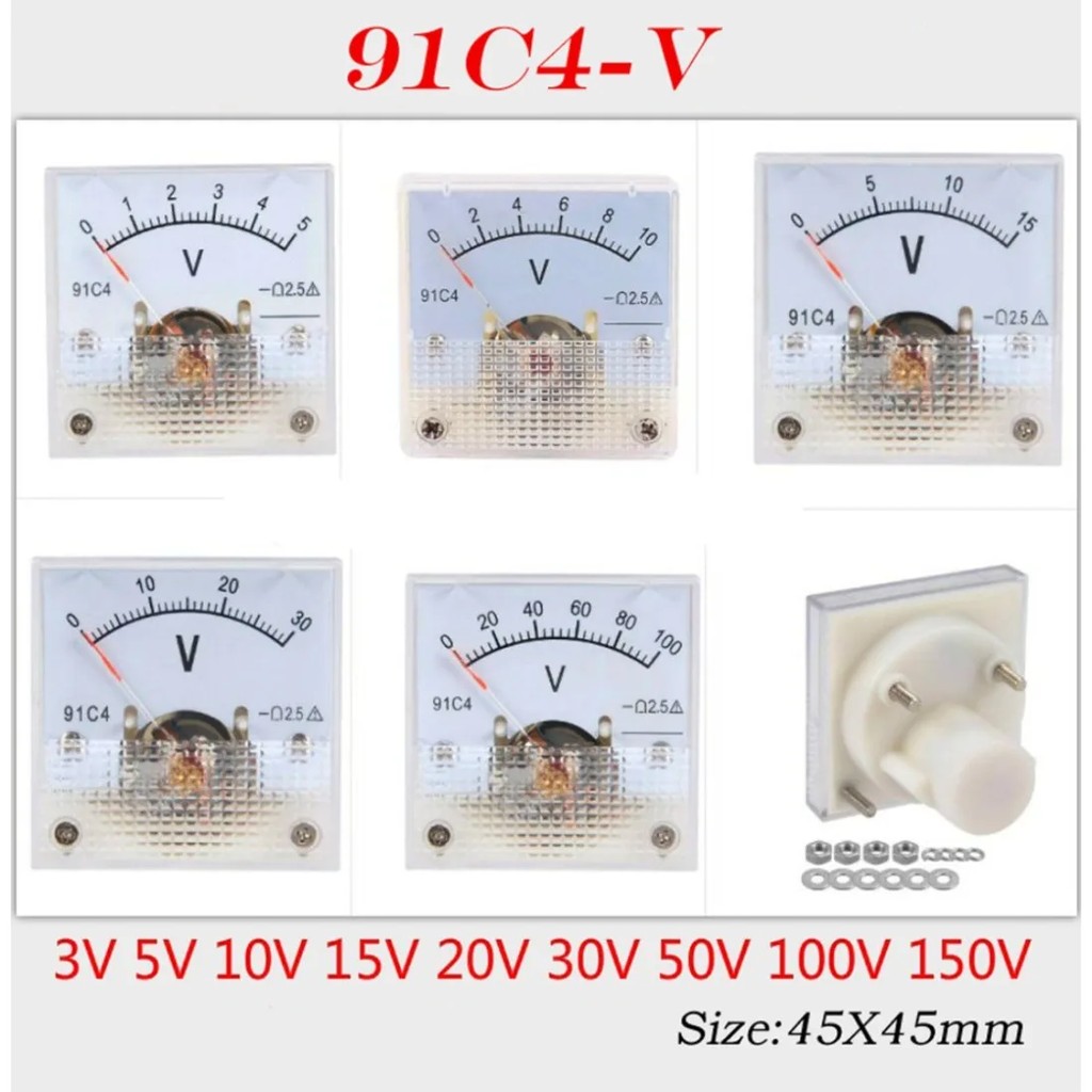 PROMO HARI INI  DC Ampere Meter 91C4 Ammeter 1/2/3/5/10/20/30/50/100/200 A V Voltmeter Analog Panel 