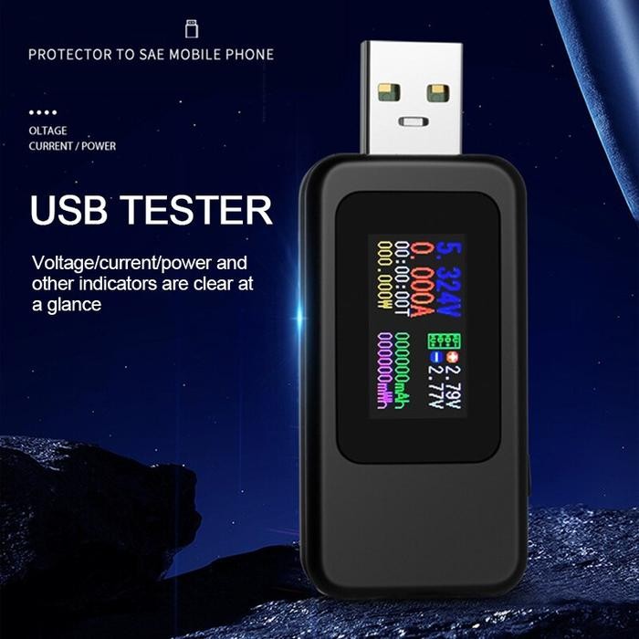 Kws-Mx18L Layar Warna Usb Tester 4-30V 0-6.5A Digital Voltmeter Saat Ini Tegangan Pengisi Daya