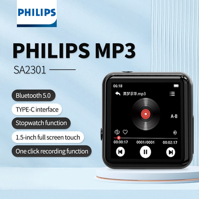 Philips 100% Original SA2301 MP3 Player with FM Radio Bluetooth Mini MP3 Player with Touch Screen