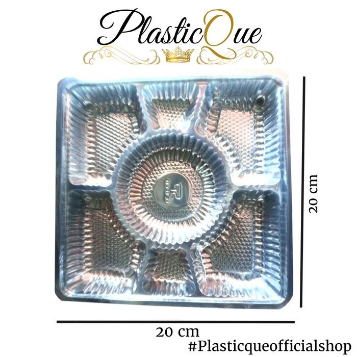 MIKA TRAY KOTAK SEKAT 7 PLASTIK BENING TRANSPARAN 20X20 CM NASI KOTAK