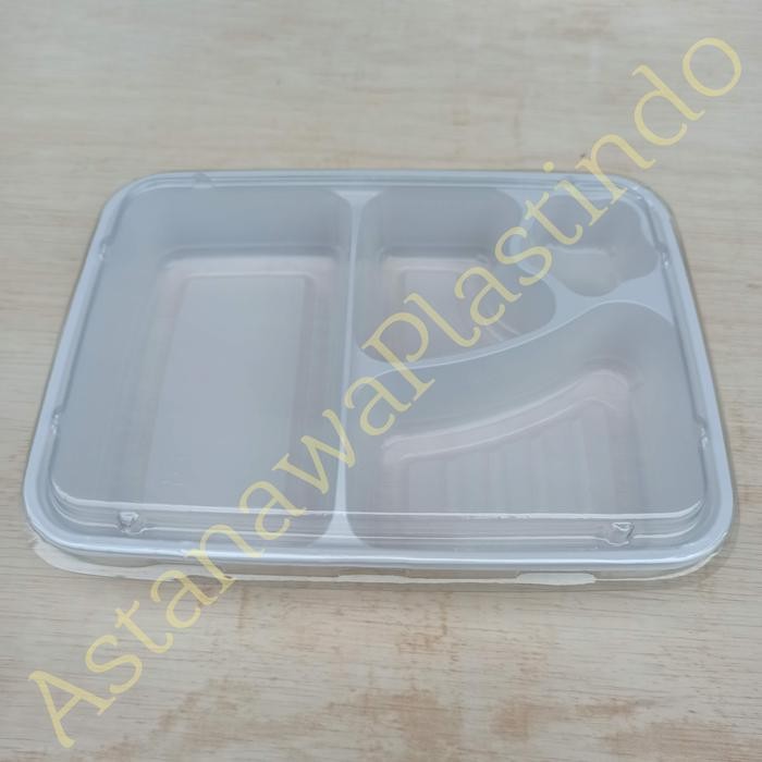 Mika tray kotak nasi partisi bento sekat 4 bintang warna putih