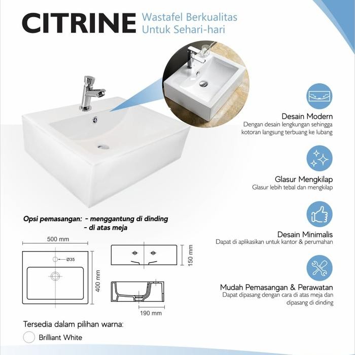 Promo Wastafel Citrine Bs Gantung / Duduk Meja Terlaris