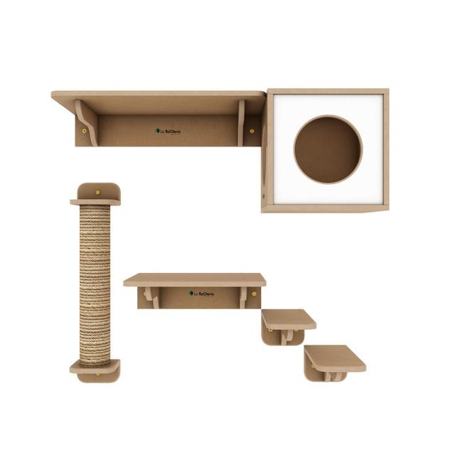 LuxeChic Cat Playground Condo Minimalis MDF 12mm Finishing