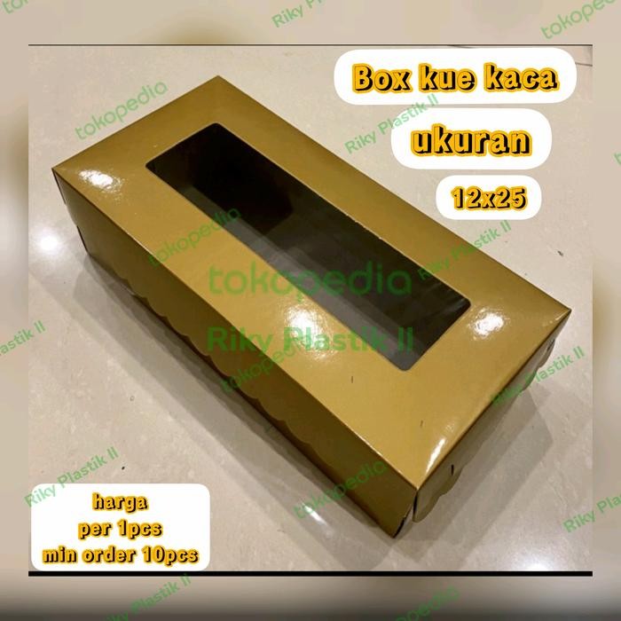 Box kue/Box emas kaca 12x25x7cm Kode 606