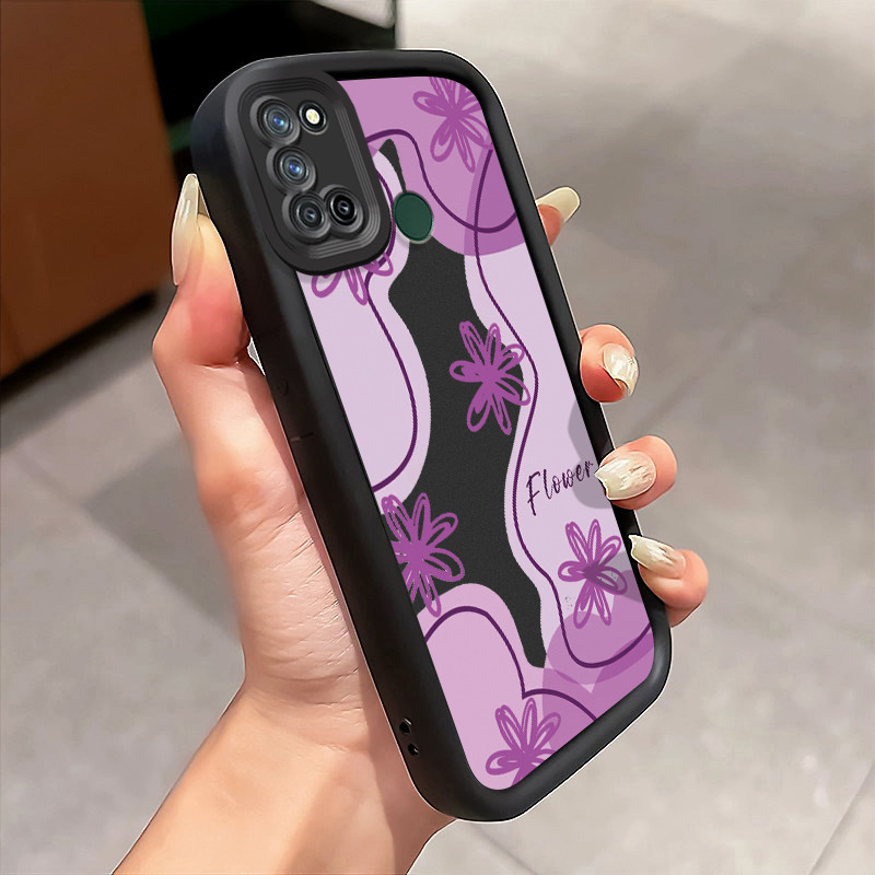Casing Hp Untuk Realme 7i Realme C17 Case Bunga ungu Kasing tipis Perlindungan Kesing Silikon Softca