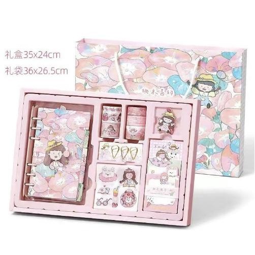 

Terlaris- (187Pcs) Journal Kit Set Gift Box / Paket Set Agenda / Notebookimut