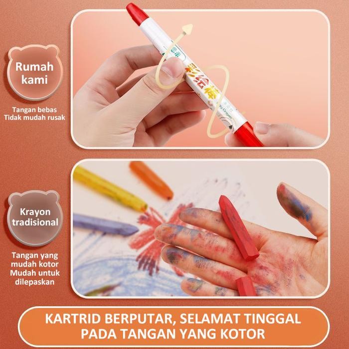 

Crayon Washable Crayon Putar Untuk Anak-Anak 24/36/48 Warna Tidak Beracun Yang Dapat Dicuci Colorful