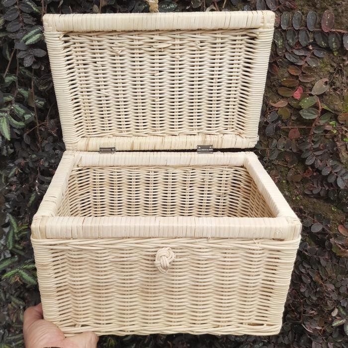 Box Rotan Besar Kotak Keranjang Piknik Rotan Keranjang Rotan Tutup Pasti Diskon