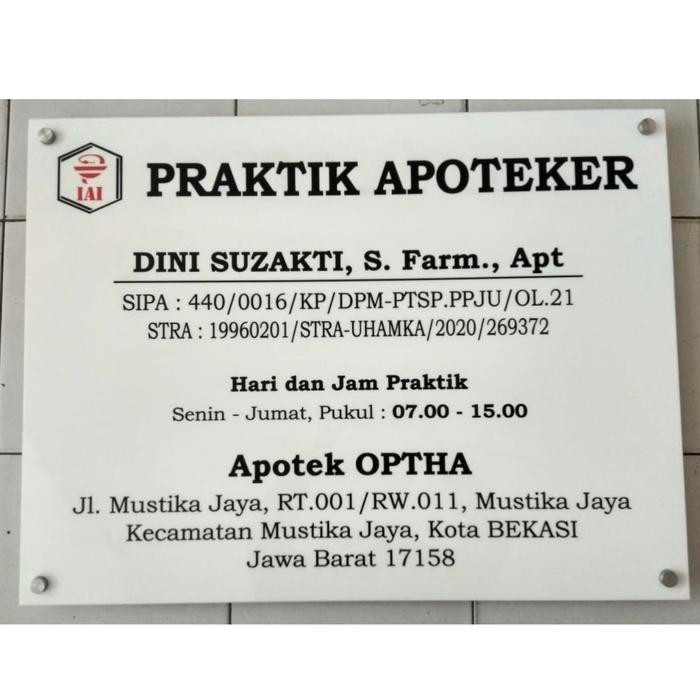 

Akrilik Papan Nama Dokter/Apotek Custom Cetak Uv Di Akrilik Langsung