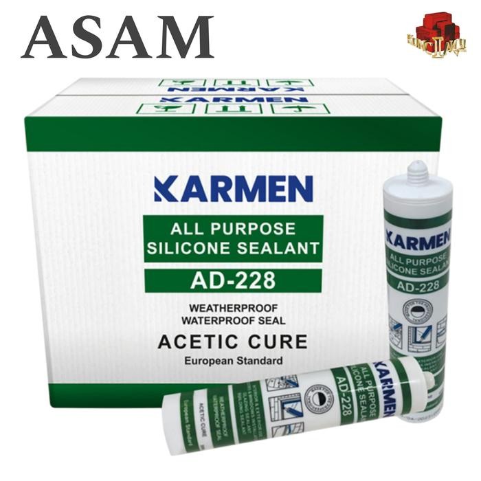 Lem kaca / lem sealant asam 300ml karmen , lem botol , lem alumunium , lem aquarium , silicone
