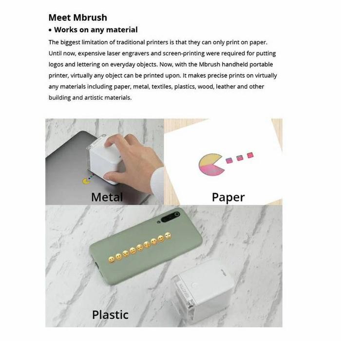 Mbrush Handheld Printer Portable Mini Inkjet Printer Color Pasti Ori