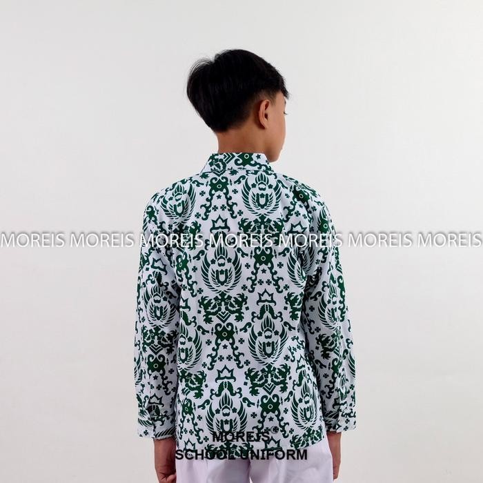 (Expert) Seragam Batik Garuda Panjang Hijau SD/MI/TK/PAUD