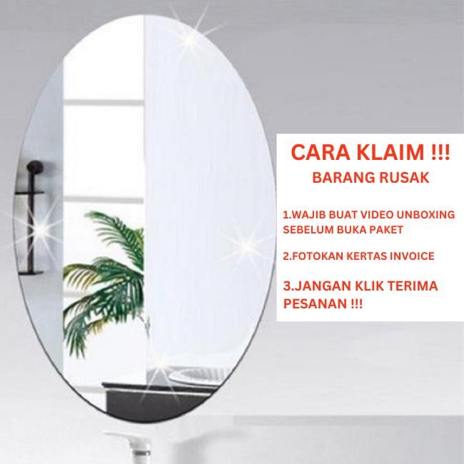 YHOME Mirror Stiker Dinding Bahan Akrilik Bentuk Persegi dan Oval Y254 Cermin Kaca Cermin Kaca