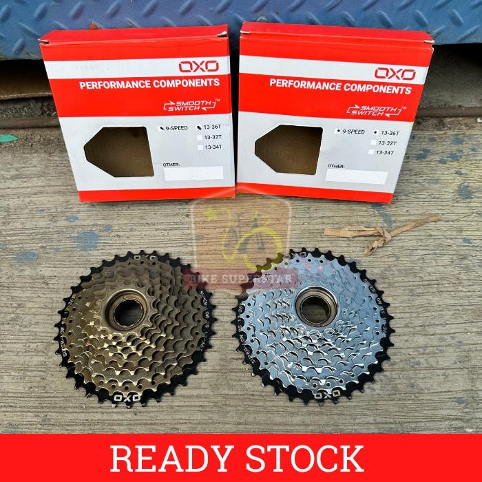 Freewheel Sprocket Gir Gear Megarange Susun Belakang OXO 9 Speed 13-36T Drat Ulir Sepeda Gunung MTB