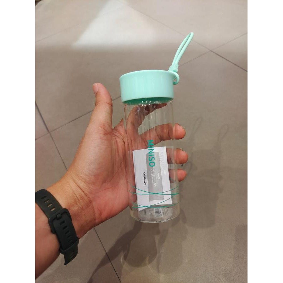 MINISO Botol Minum Kaca High Borosilicate dengan Handle sz.300ml
