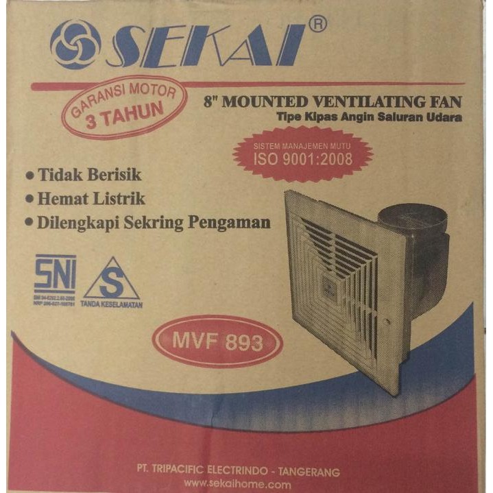 READY Hexos Fan / Exhaust Fan Plafon / Hesox Cerobong 8inch Sekai MVF893