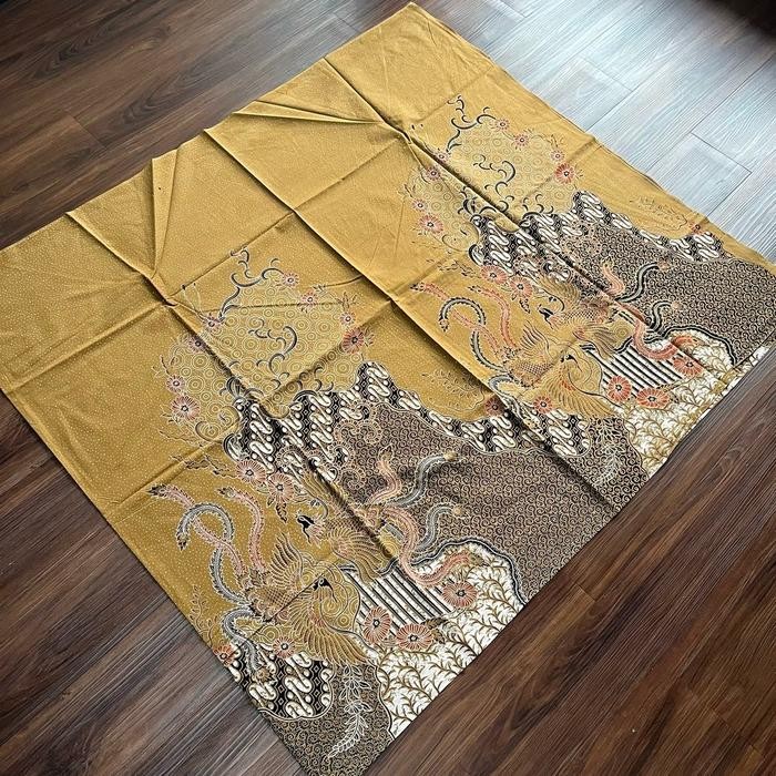 (Tanya stock) - Kain Batik Katun Warna Kuning Lime Mustard Kunyit